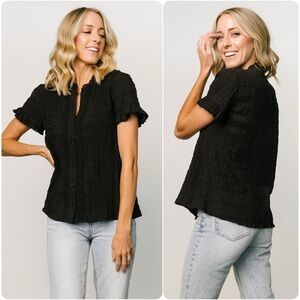 Baltic Born Zara Lace Button Front Top in Black | Small